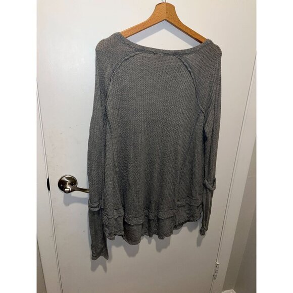 Free People Womens Waffle Knit Long Sleeve Top XS Gray - Picture 4 of 8